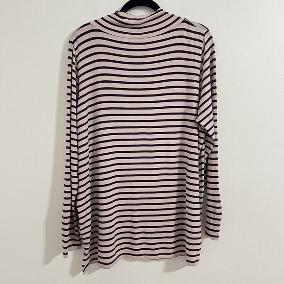 Pendleton Long Sleeve Tunic Shirt Size XL Gray Purple Striped Mock Preppy Relax - Picture 2 of 7